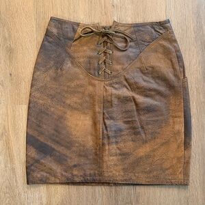 Vintage Brown Leather Skirt